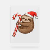 Christmas Sloth umarmt Candy Cane Classic T - Shir Acrylschild (Vorderseite)