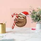 Christmas Sloth umarmt Candy Cane Classic T - Shir Acrylschild (Hochzeit)