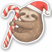 Christmas Sloth umarmt Candy Cane Classic T - Shir Aufkleber (Vorderseite)