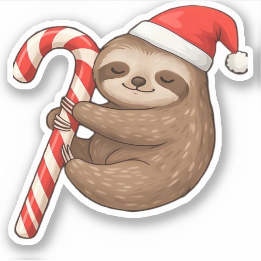Christmas Sloth umarmt Candy Cane Classic T - Shir Aufkleber (Vorderseite)
