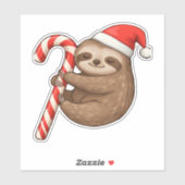 Christmas Sloth umarmt Candy Cane Classic T - Shir Aufkleber (Blatt)
