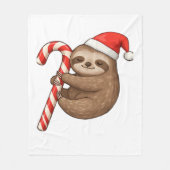 Christmas Sloth umarmt Candy Cane Classic T - Shir Fleecedecke (Vorderseite)