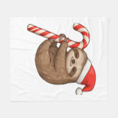 Christmas Sloth umarmt Candy Cane Classic T - Shir Fleecedecke (Vorderseite (Horizontal))