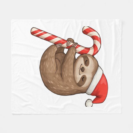 Christmas Sloth umarmt Candy Cane Classic T - Shir Fleecedecke (Vorderseite (Horizontal))