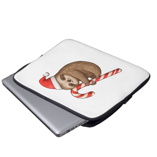 Christmas Sloth umarmt Candy Cane Classic T - Shir Laptopschutzhülle (Vorne Knopf)