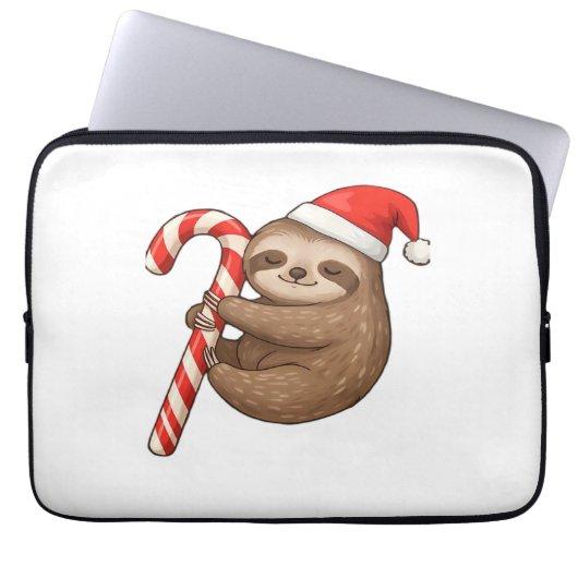 Christmas Sloth umarmt Candy Cane Classic T - Shir Laptopschutzhülle (Vorderseite)