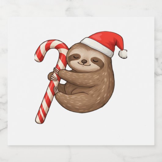 Christmas Sloth umarmt Candy Cane Classic T - Shir Schaumweinetikett (Einzelnes Label)