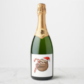 Christmas Sloth umarmt Candy Cane Classic T - Shir Schaumweinetikett (Vorderseite)