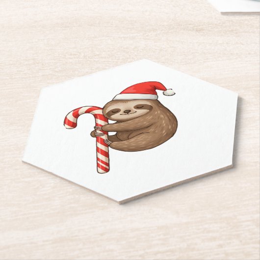 Christmas Sloth umarmt Candy Cane Classic T - Shir Untersetzer (angewinkelt)