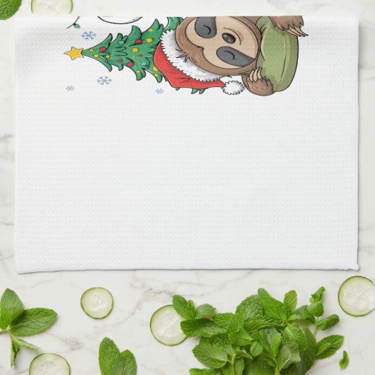 Christmas Sloth Wake Me Up Holiday Nap Geschirrtuch (Gefaltet)