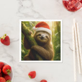 Christmas Sloth Wearing a Santa Hat Serviette (Beispiel)