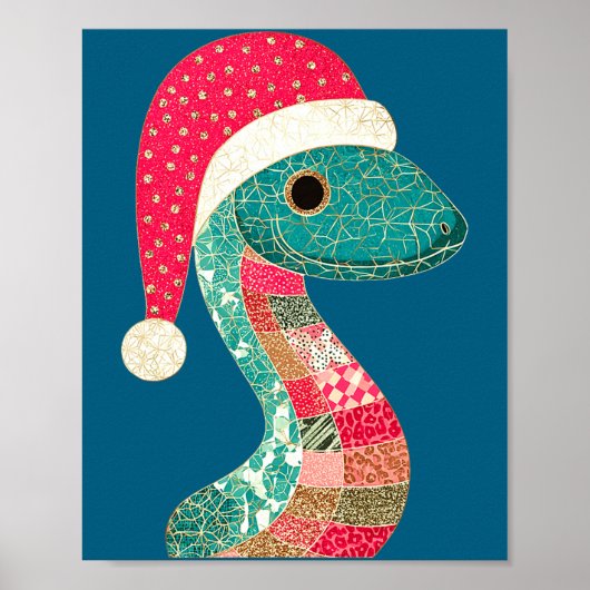 Christmas Snake Santa Hat Holiday Fun Premium Tri- Poster (Vorne)