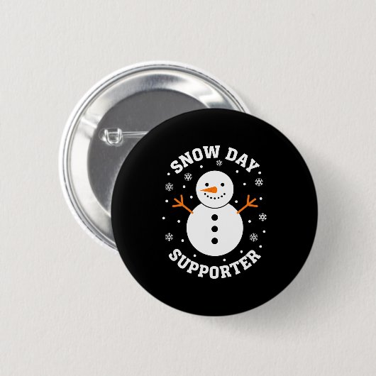Christmas Snow Day Suprter Snowflake Snowman Funny Button (Vorne & Hinten)