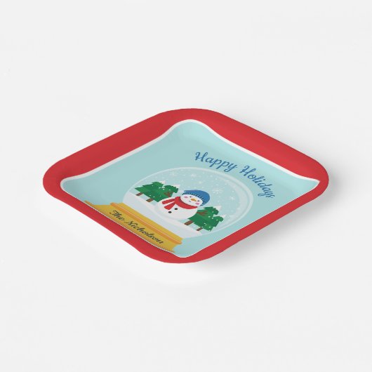 CHRISTMAS SNOW GLOBE PAPPTELLER (Gewinkelt)