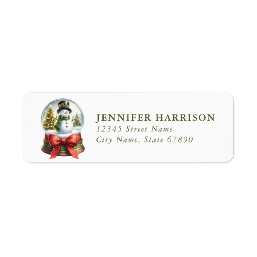 Christmas Snow Globe Return Address Labels (Vorne)