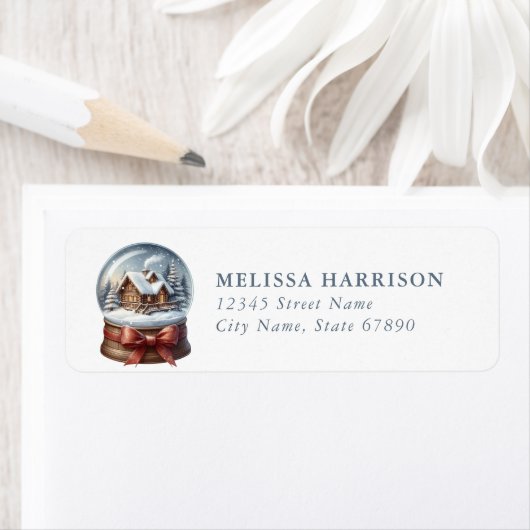 Christmas Snow Globe Return Address Labels (Insitu)