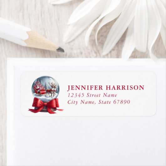 Christmas Snow Globe Return Address Labels (Insitu)