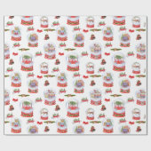 Christmas Snow globe watercolor wrapping paper Geschenkpapier (Flach)