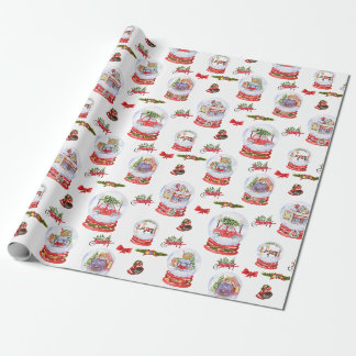 Christmas Snow globe watercolor wrapping paper Geschenkpapier