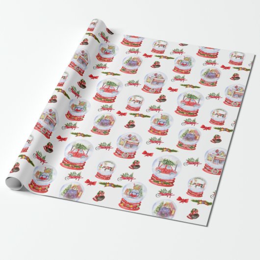 Christmas Snow globe watercolor wrapping paper Geschenkpapier (Ungerollt)