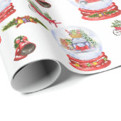 Christmas Snow globe watercolor wrapping paper Geschenkpapier (Rolleneckpunkt)