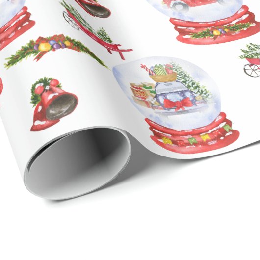 Christmas Snow globe watercolor wrapping paper Geschenkpapier