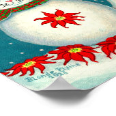 Christmas Snowcat Cardinal Bird Snowman Poinsettia Poster (Ecke)