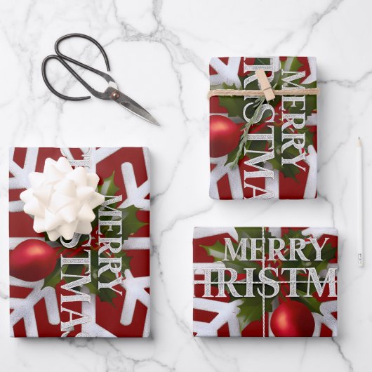 Christmas Snowflake And Shy Red Berry Geschenkpapier Set (Vorderseite)