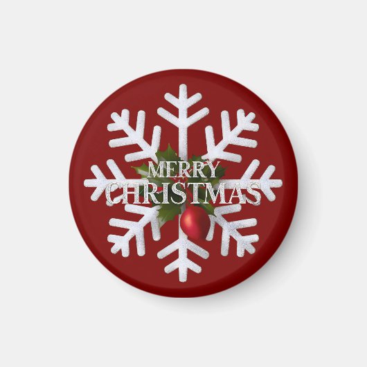 Christmas Snowflake And Shy Red Berry Magnet (Vorne)
