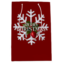 Christmas Snowflake And Shy Red Berry Mittlere Geschenktüte