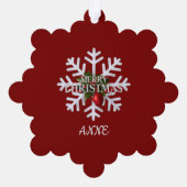 Christmas Snowflake And Shy Red Berry Ornament Karte (Rückseite)