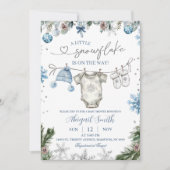 Christmas Snowflake clothesline Baby Shower Einladung (Vorderseite)