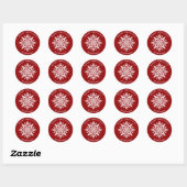 Christmas Snowflake Red Custom Holiday Runder Aufkleber (Blatt)