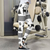 Christmas Snowflake Reindeer Pattern Buffalo Plaid Leggings