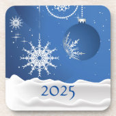 Christmas Snowflake Snow Plastic Coaster 2025  Getränkeuntersetzer (Vorderseite)