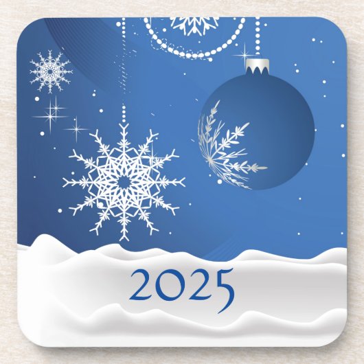 Christmas Snowflake Snow Plastic Coaster 2025 Getränkeuntersetzer (Vorderseite)