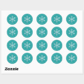 Christmas Snowflake Teal Elegant Faux Silver Foil  Runder Aufkleber (Blatt)