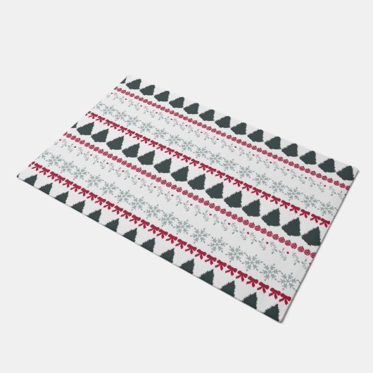 Christmas Snowflakes and Trees Fußmatte (Schrägansicht)