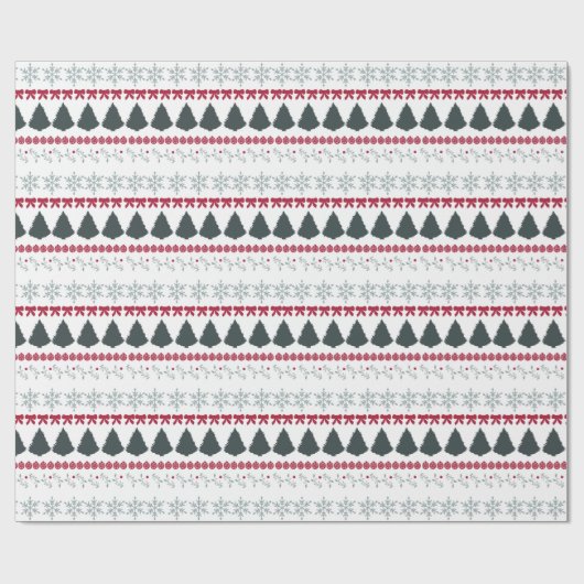 Christmas Snowflakes and Trees Geschenkpapier (Flach)