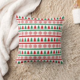 Christmas Snowflakes and Trees Throw Pillow Kissen