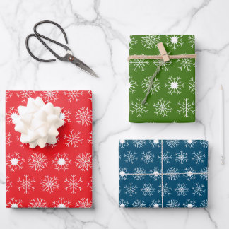 Christmas Snowflakes, Classic Red Green Blue White Geschenkpapier Set