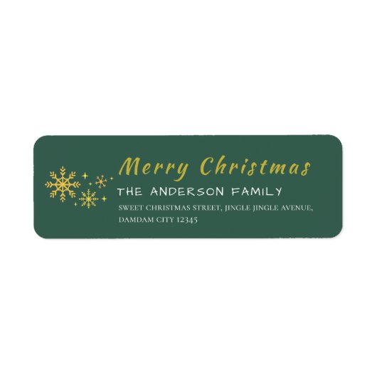 Christmas Snowflakes Elegant Simple Return Address (Vorne)