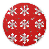 Christmas Snowflakes On Red Drawer Pull Knob Keramikknauf (Vorderseite)