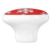 Christmas Snowflakes On Red Drawer Pull Knob Keramikknauf (Seitenansicht)