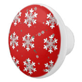 Christmas Snowflakes On Red Drawer Pull Knob Keramikknauf (Rechts)