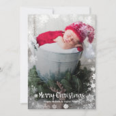 Christmas Snowflakes Photo Birth Announcements Feiertagskarte (Vorderseite)