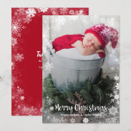 Christmas Snowflakes Photo Birth Announcements Feiertagskarte