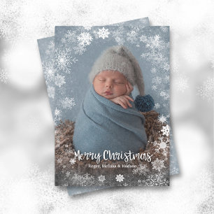 Christmas Snowflakes Photo Birth Announcements Feiertagskarte