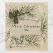 Christmas Snowflakes Pine Cones Pine Tree Branches Weinetikett (Einzelnes Label)
