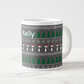Christmas Snowflakes, Santa Dog, Tree Jumbo-Tasse (Vorderseite Rechts)